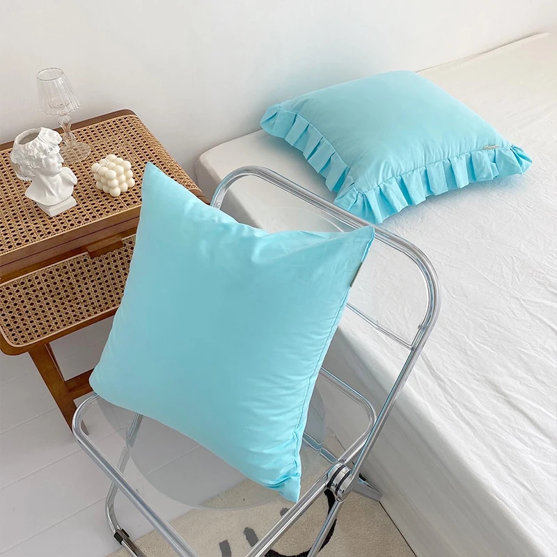 

100% хлопок, искусственная подушка, чехол, сиденье, подушка, постельное белье, украшение для дома, синяя подушка для дивана