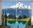 Занавески в стиле природы идиллическое Кристальное озеро, окруженное Соснами и снежным горным пейзажем, гостиной, спальни, оконные шторы