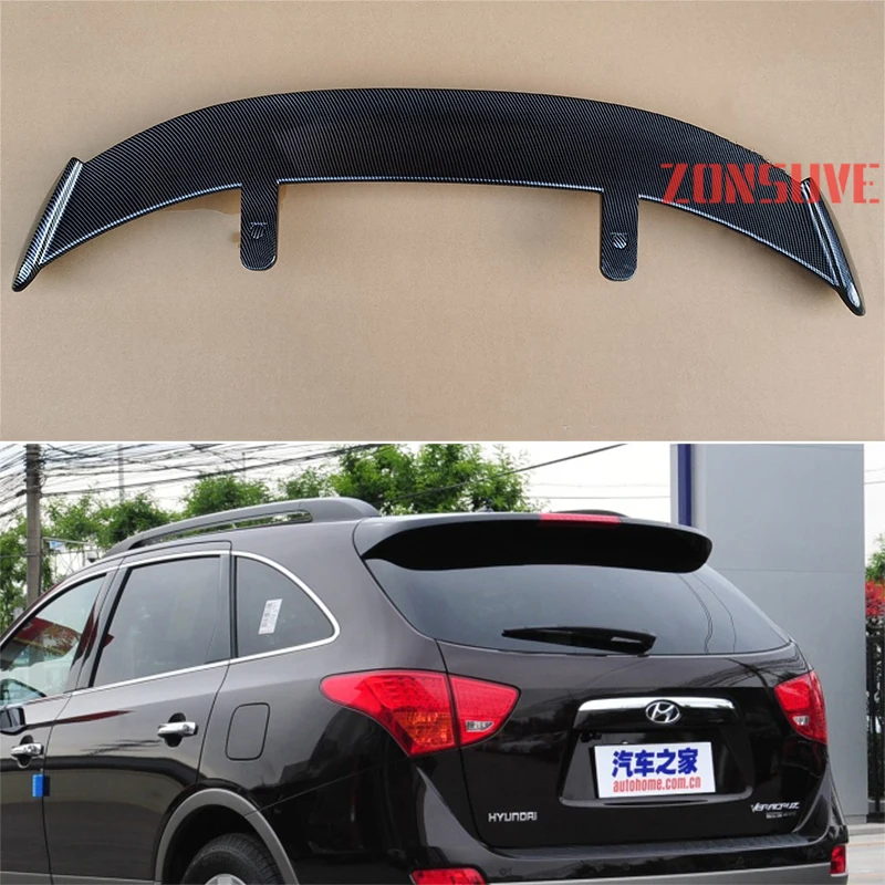 

Use For 2009-2012 Hyundai Veracrus Spoiler ABS Plastic Carbon Fiber Look Hatchback SUV Roof Rear Wing Body Kit Accessories