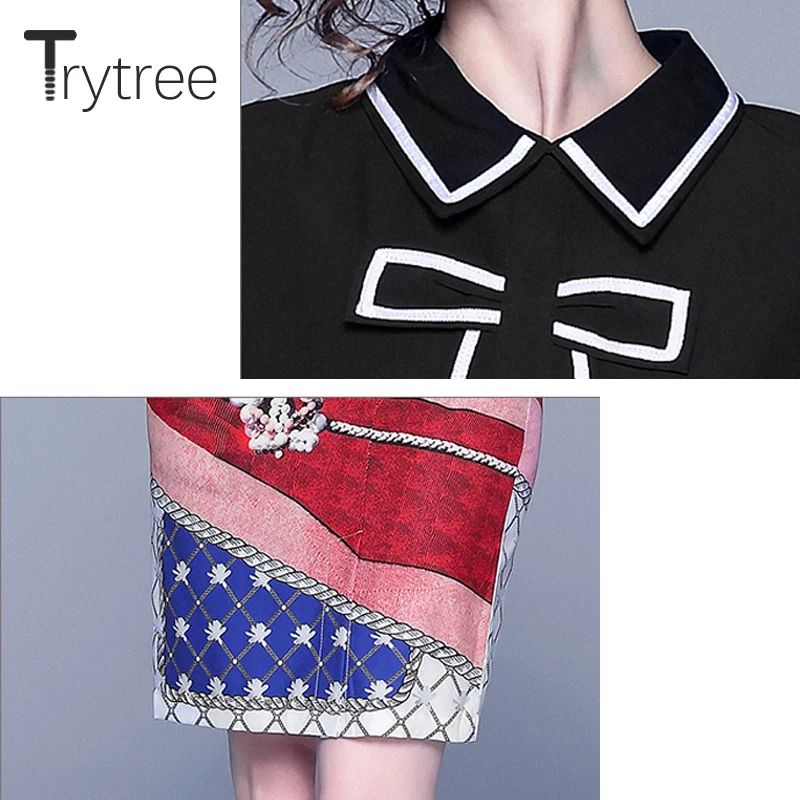 Trytree/осенний женский костюм из двух предметов повседневный черный топ с