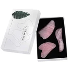 Розовый кварц, скребок для гуаши, Массажная доска, массажер для лица, натуральный кристалл, инструмент для тела, лица, нефритовый массажер, набор