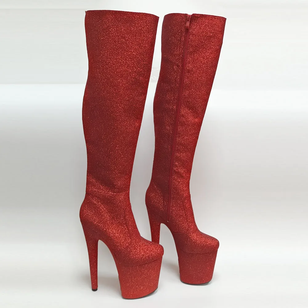 

Сапоги Leecabe на высоком каблуке с блестками, ботинки на платформе для танца на шесте с закрытым носком, 20 см/8 дюймов