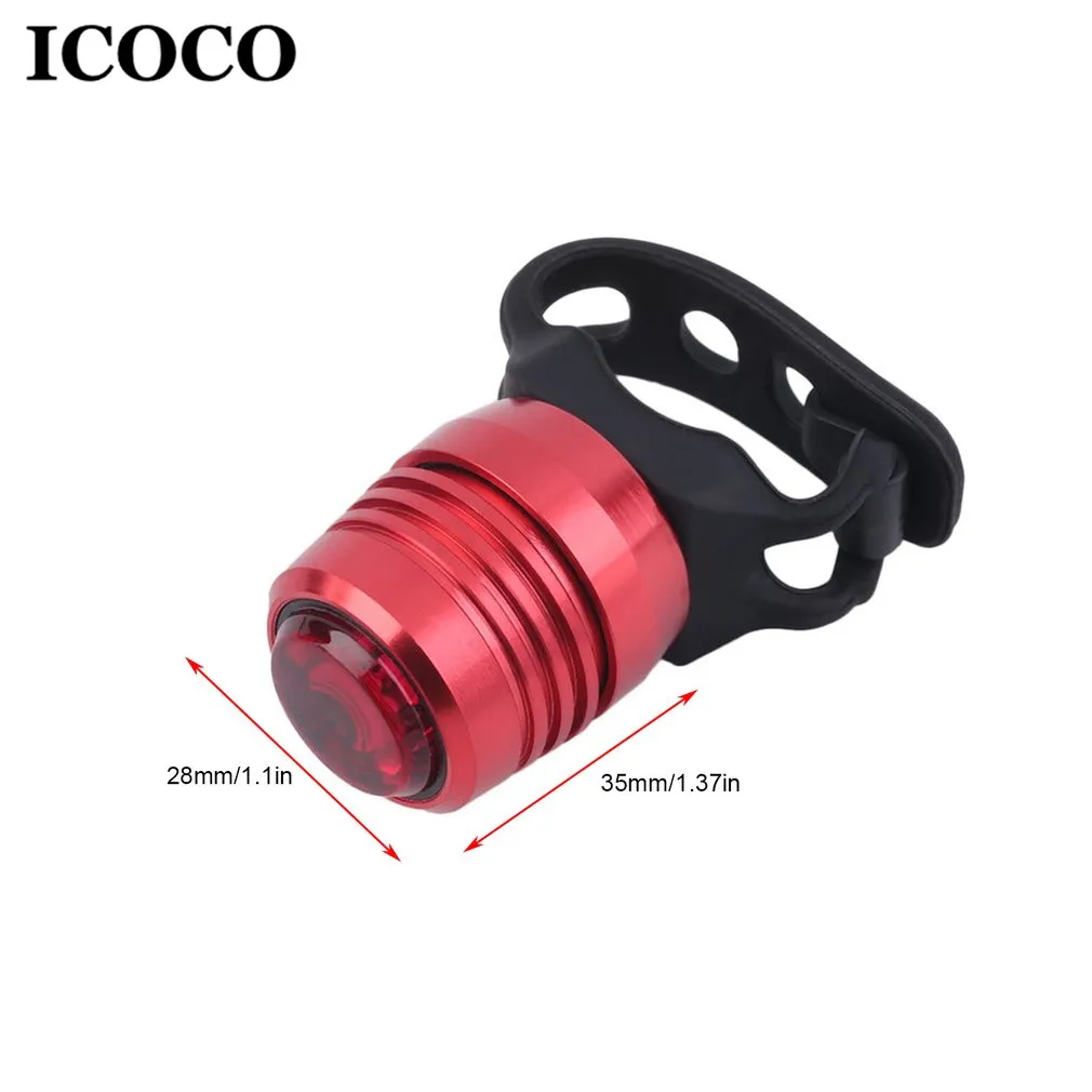 

ICOCO USB Rechargeable Aluminum Alloy Silicone Flashlight with 3-Mode for Bike Bicycle Tail Rear Warning Red Light Wholesale