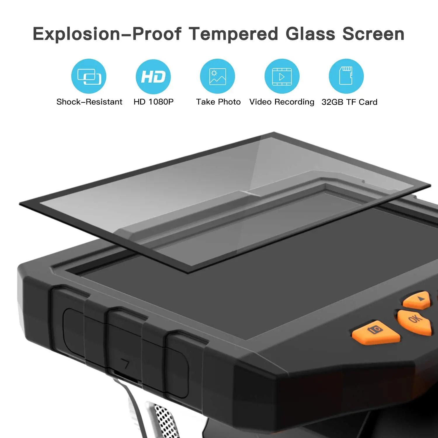 TESLONG 5.5MM Dual Lens Industrial Endoscope1080P HD 5.0&quot LCD Digital Borescope Inspection Camera Snake with 32GB Card | Инструменты