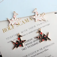 10pcslot new enamel charms for jewelry making floating metal paper crane shape pendant for women diy fashion necklace