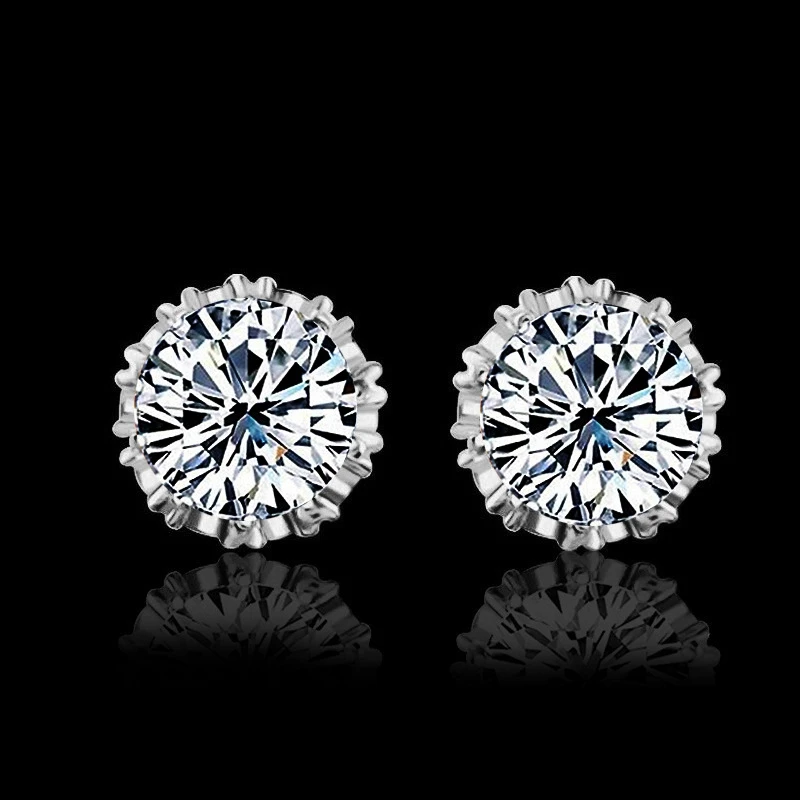 Silver White Новое поступление, 925 пробы серебряные серьги-гвоздики, 4 цвета, серьги с квадратным кубическим цирконием 6 мм,, подарок для женщин - Окраска металла: Silver White