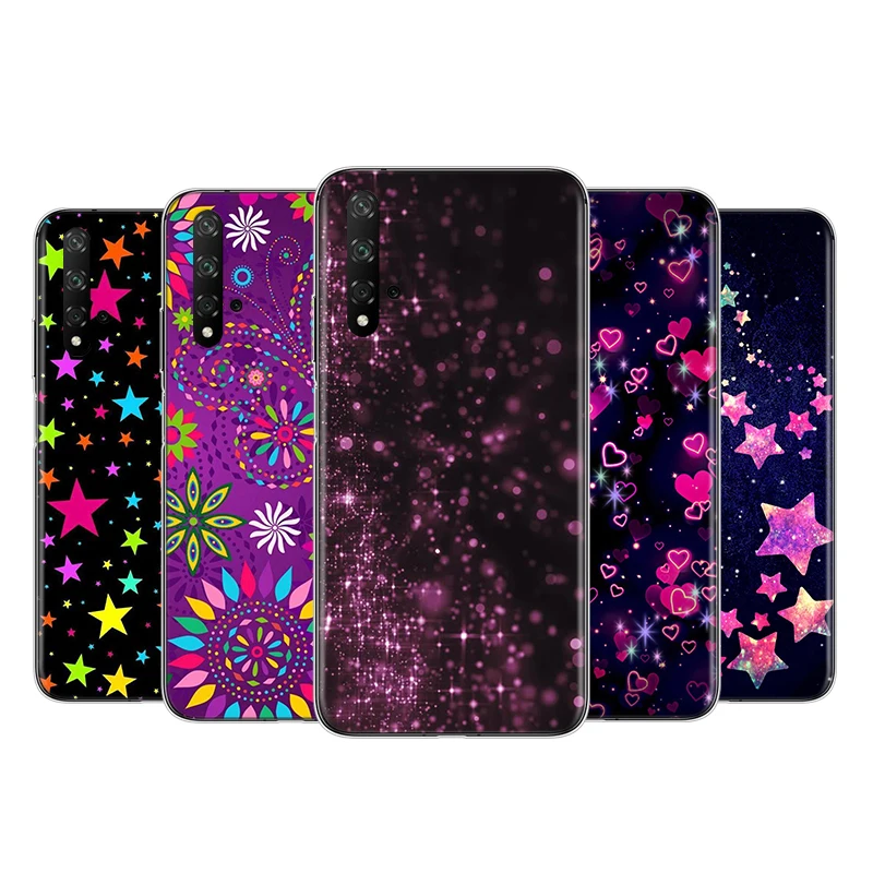 

Pink Five Pointed Star Silicone Cover For Honor 9 10 X10 9A 9C 9S 9N 10i 10X 9X Lite Pro 5G Transparent Phone Case