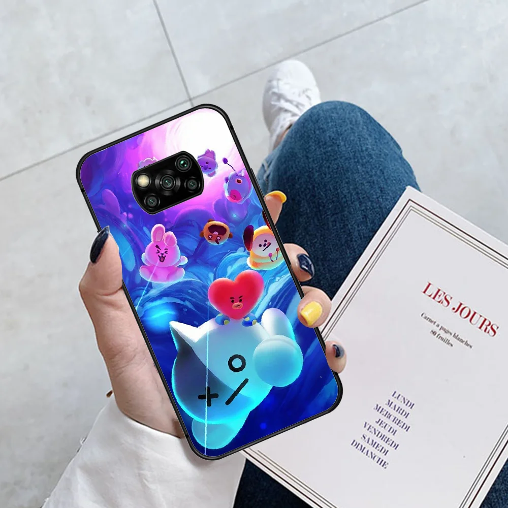 

Cartoon BT21 Cute Phone Case Cover Hull For Xiaomi Mi A2 A3 8 9 SE 9T 10 10T Lite Pro Ultra Poco X3 black Shell Soft Prime