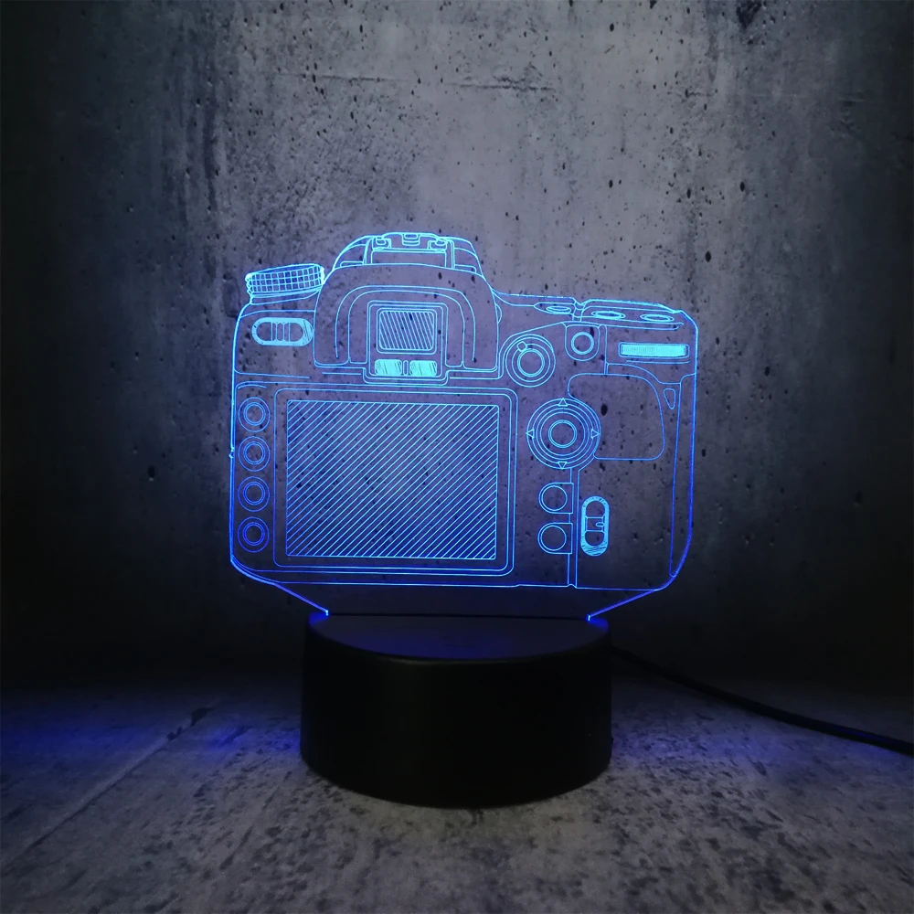 Модель камеры многоцветная изменение 3D лампа настольная декоративная рядом
