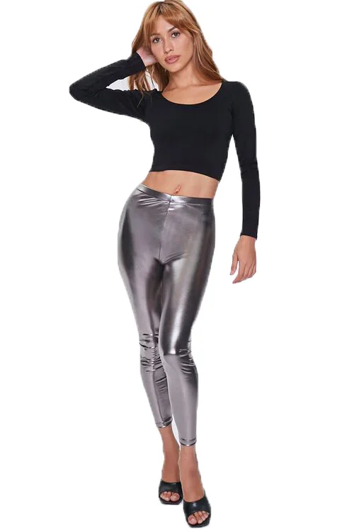 

Womens Stretch Skinny Spandex Shiny Metallic Dance Dancewear Leggings