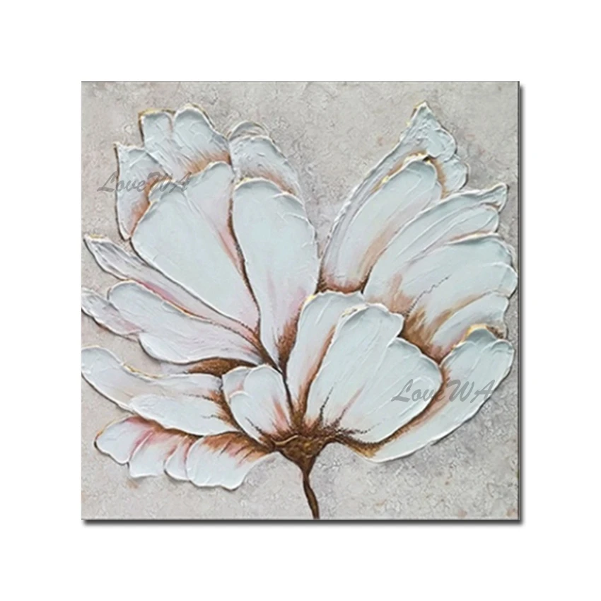 

100% Hand-painted Abstract Flower Art Oil Painting Unframed Wall Hangings Canvas Gray Colors Art Craft Floral Paintings Picture