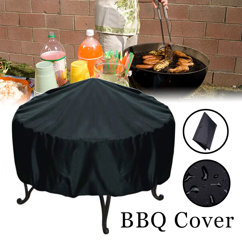 

26 Sizes DiameterxHeight Circular Round Furniture Shield Cover BBQ Cover Outdoor Dustproof Waterproof Grill Cover Black