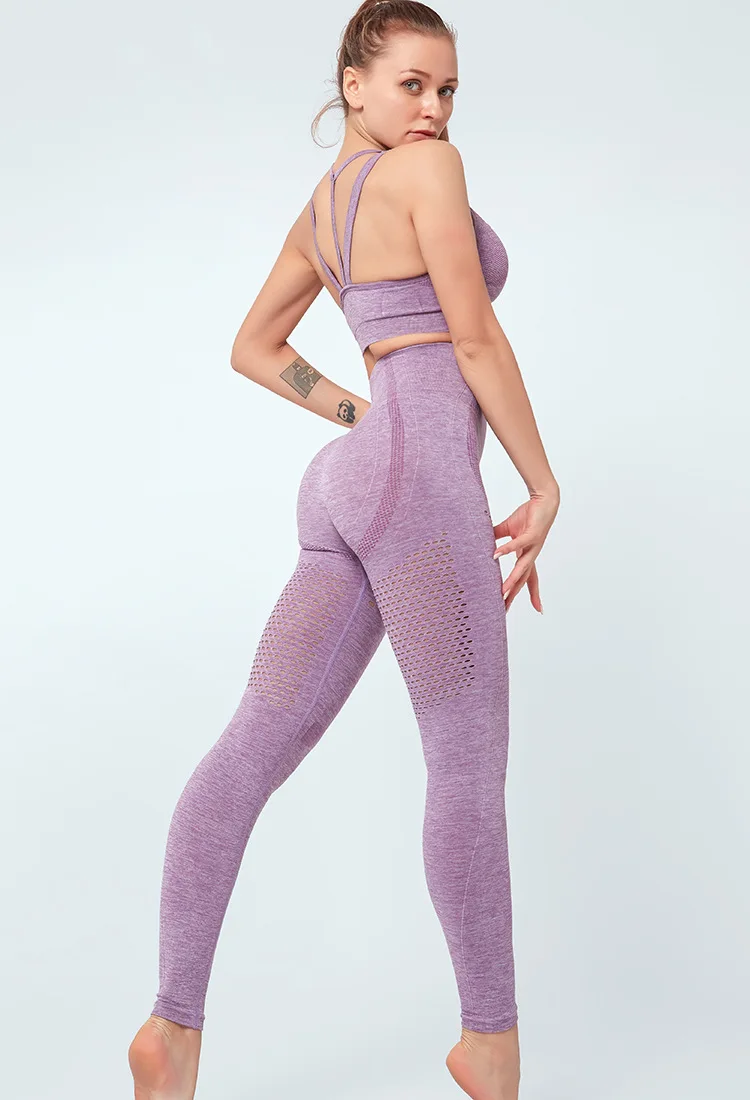 Женский бесшовный костюм для йоги спортивный бюстгальтер с высокой талией