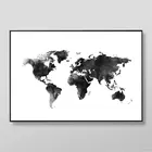 Абстрактная карта мира, картины на холсте, настенные художественные картины, черные и белые плакаты и принты, нордическая современная картина