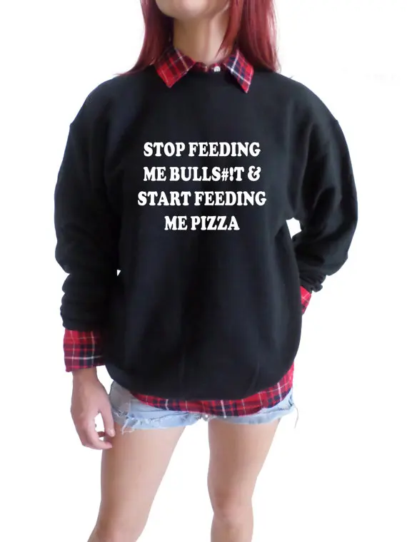 Модный свитшот с длинным рукавом и надписью Stop Feed Me Bulls|Женские толстовки