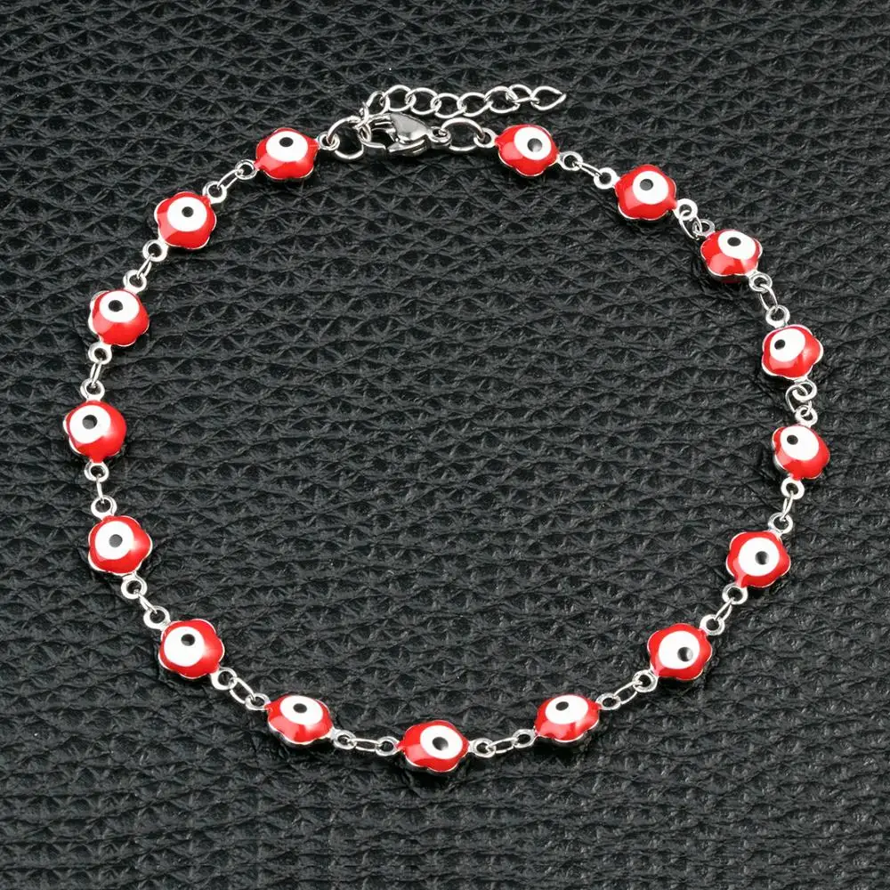 Ширина 5 мм сглаза из нержавеющей стали эмаль цветок браслеты красочные ноги