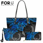 FORUDESIGNS 3 шт. роскошный дизайн, Женская сумочка, флаг понпени, полинезийская синяя черепаха, гибискус, дизайнерские сумки через плечо из искусственной кожи