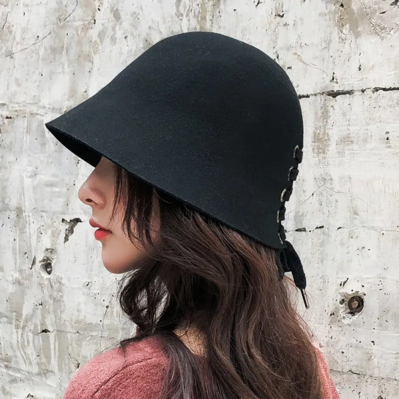 Новая Кепка Fedora одноцветная Женская винная шляпа Bacono Ladies'soft black cube шляпы осенью