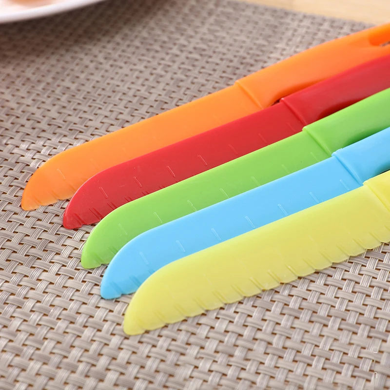 

For Bread Lettuce Kitchen Knife Kids Chef Toddler Cooking Knive Plastic Fruit Knife Safe Children Paring Knives Sawtooth Cutter