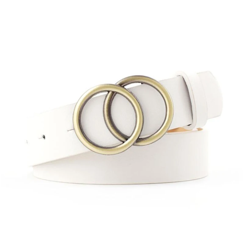 

Double Ring Women Belt Fashion Waist Belt PU Leather Metal Buckle Heart Pin Belts For Ladies Leisure Dress Jeans Wild Waistband
