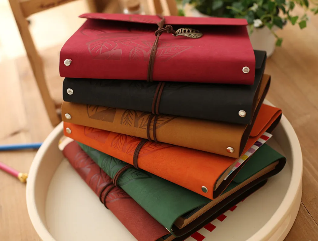 Новинка 2020 винтажный кожаный альбом для скрапбукинга кленовый лист ретро