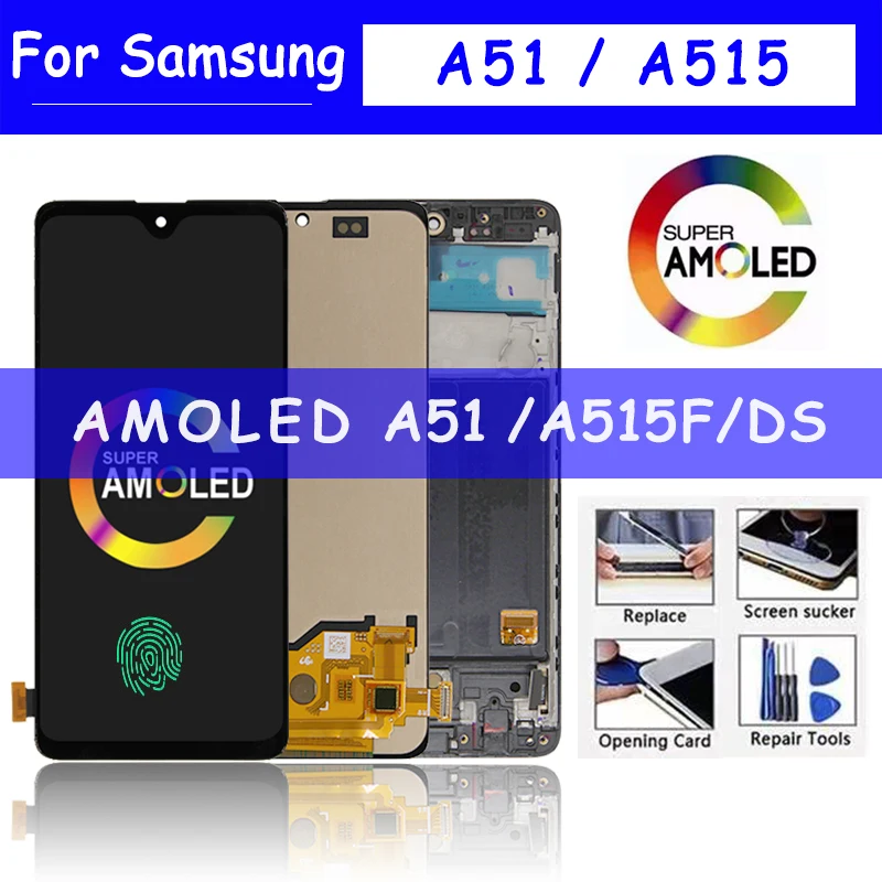 

6.5"Super AMOLED For Samsung Galaxy A51 A515 LCD Display A515F/DS A515FD A515 LCD Display Touch Screen Replacement A515F Display