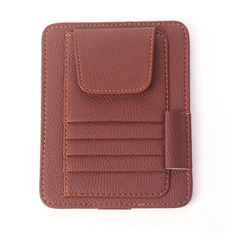 

Leather Auto Visor Storage Bag Car Organizer Sunshade Card Bags Glasses Bill Pen Holder Stowing Tidying