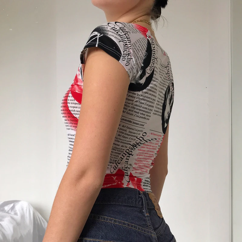 

HEYounGIRL Letter Print Casual Crop Top Tshirt Women Harajuku Punk Short Sleeve T Shirt Ladies Fashion Summer Y2K Grunge Style