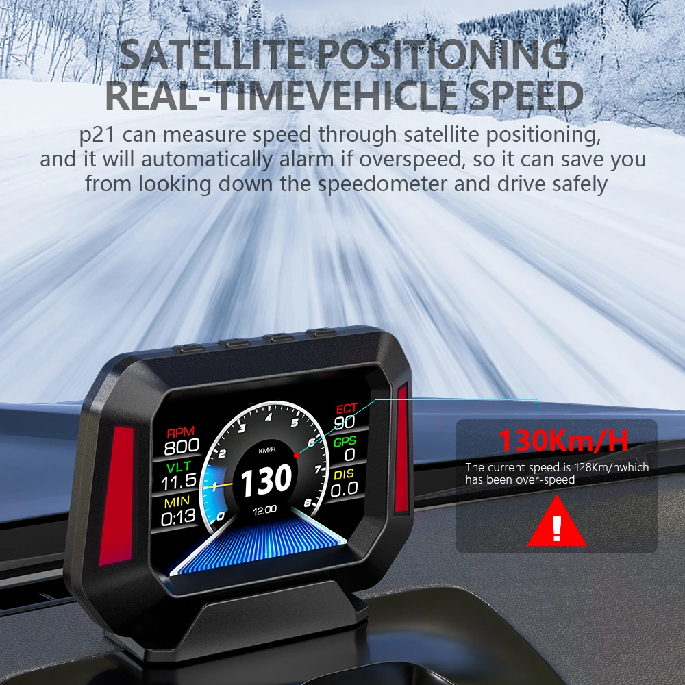 $56.14 GEYIREN P21 4x4 Inclinometer Car Level Sensor HUD Gradient GPS Real-Time Off-road Vehicle System Speedometer Auto Accessories