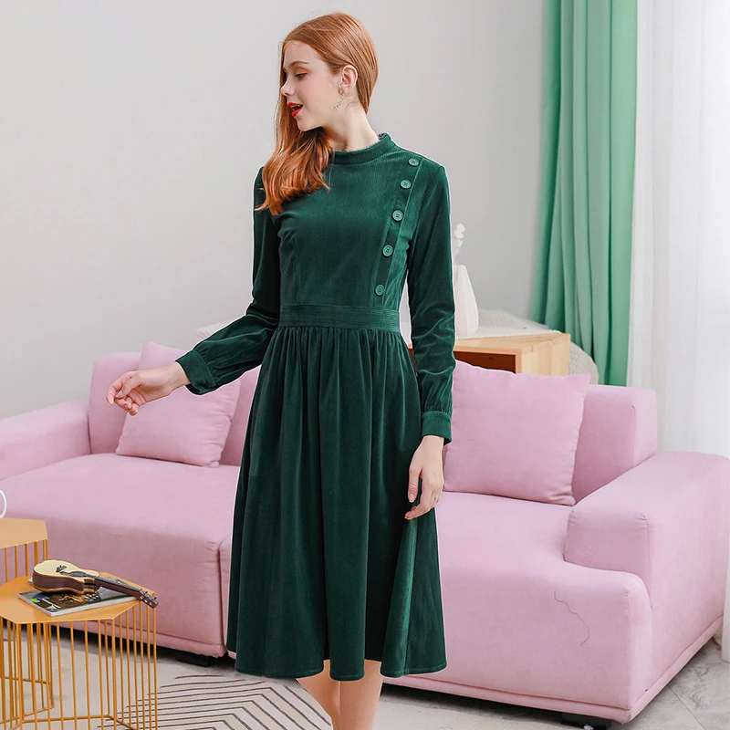 Только плюс зимнее бархатное платье винтажное элегантное тонкое а силуэт