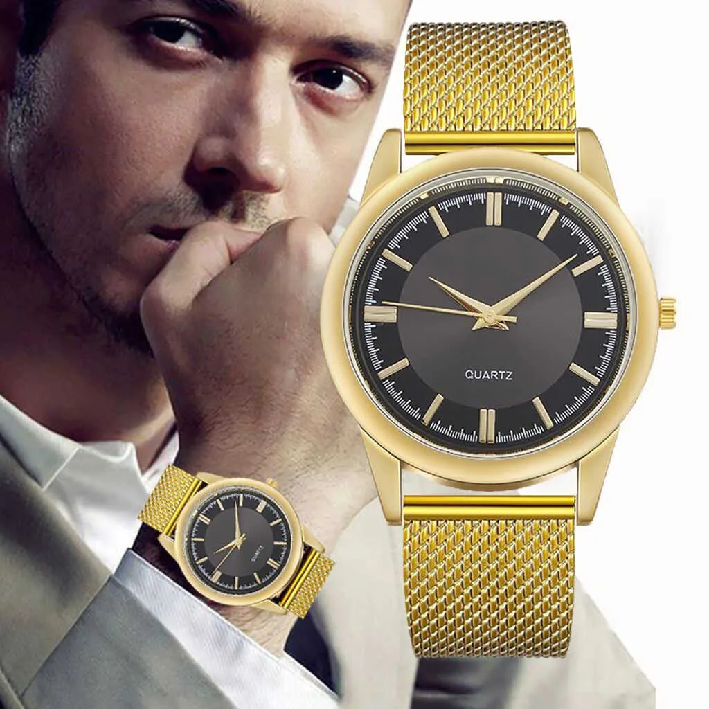 

Men Simple Business Watches Casual Stainless Steel Mesh Belt Mens Analog Quartz Wrist Watch For Man Unisex Gift Reloj Hombre