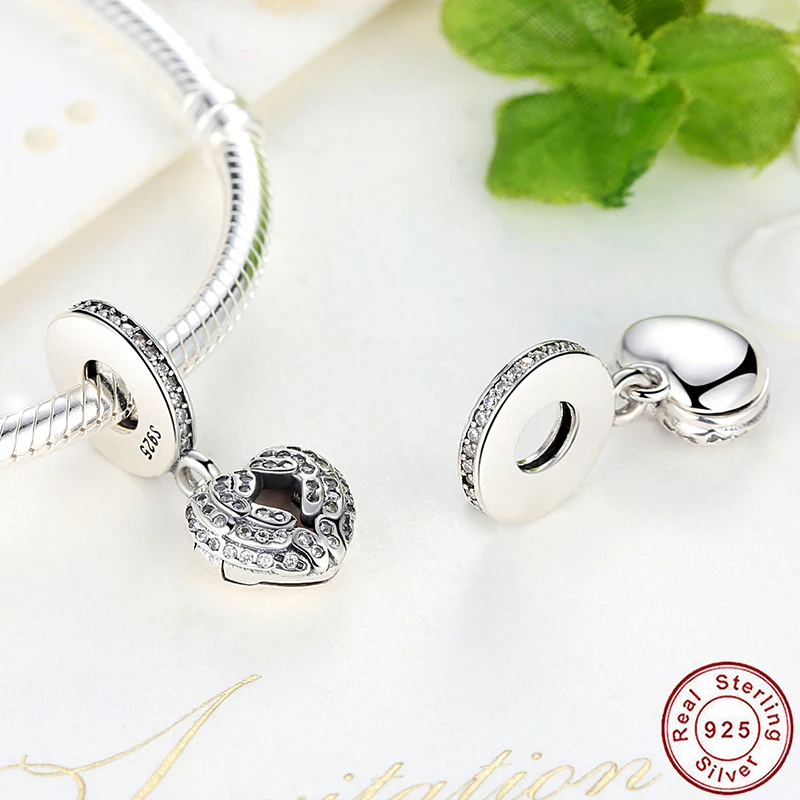 

Authentic 925Sterling Silver Zircon Heart Pendant Fit Original 3mm Bracelet&Bangle Women Birthday Fashion Jewelry Gift