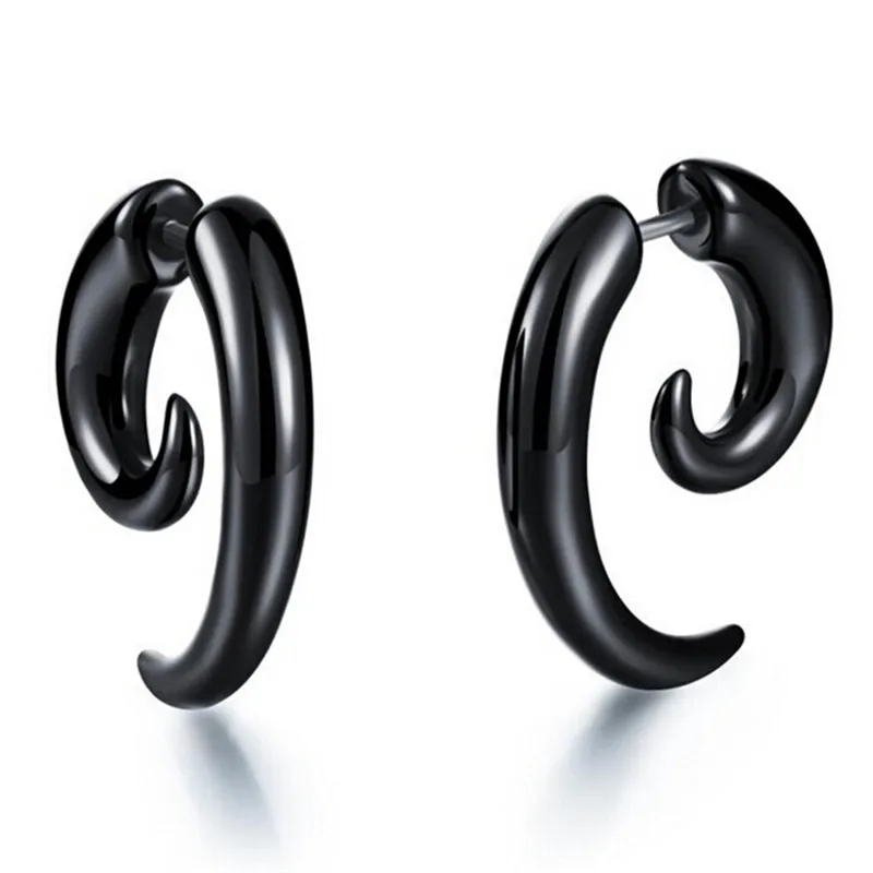 

Black Horns Stud Earrings Women Punk Hip Hop Jewelry Anti-Allergies Brincos Pendientes Bijoux 1 pair