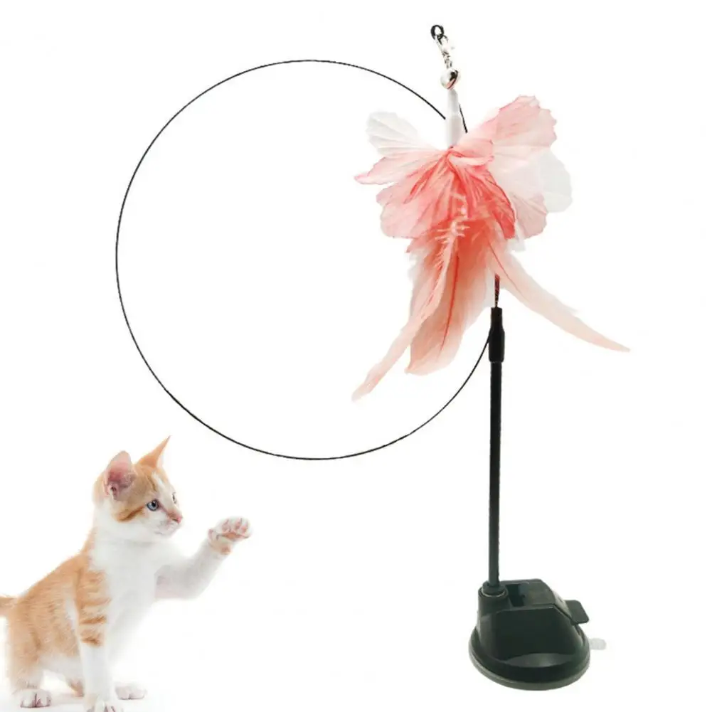 

Popular Cat Wand Toy Soft Portable Cat Feather Toy Cat Interactive Toy with Suction Cup Base