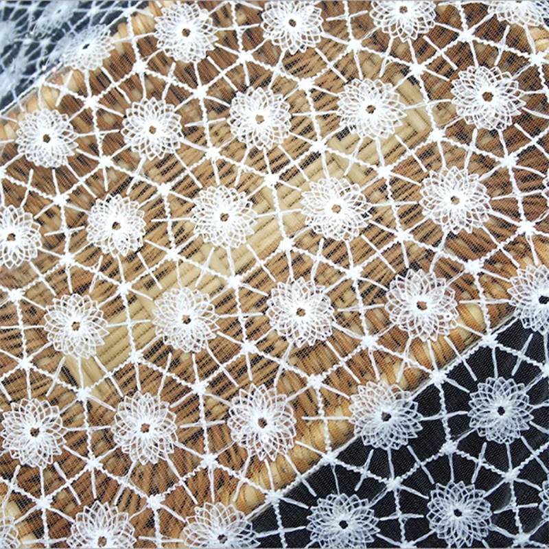 

Flower Embroidery Milk Silk Sequin Mesh Fabric Mesh embroidery fabric Fashion dress accessories fabric MF76