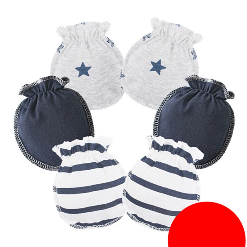 

3 Pairs/Set 100% Cotton Baby Mittens Gloves Warm Baby Winter Gloves Super Soft Newborn Baby Safety Scratch Mittens 5 Choices
