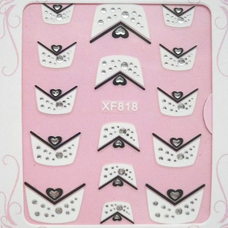 

3D Design 1PC Nail Sticker Nail Art Tips Water Transfer Stickers Decals With Rhinestones Decoration French DIY Styling Tools