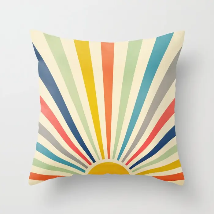 

Sun Retro Art Decorative Pillowcases Cotton Linen Throw Pillow Case Home Sofa Decor Pillowcase