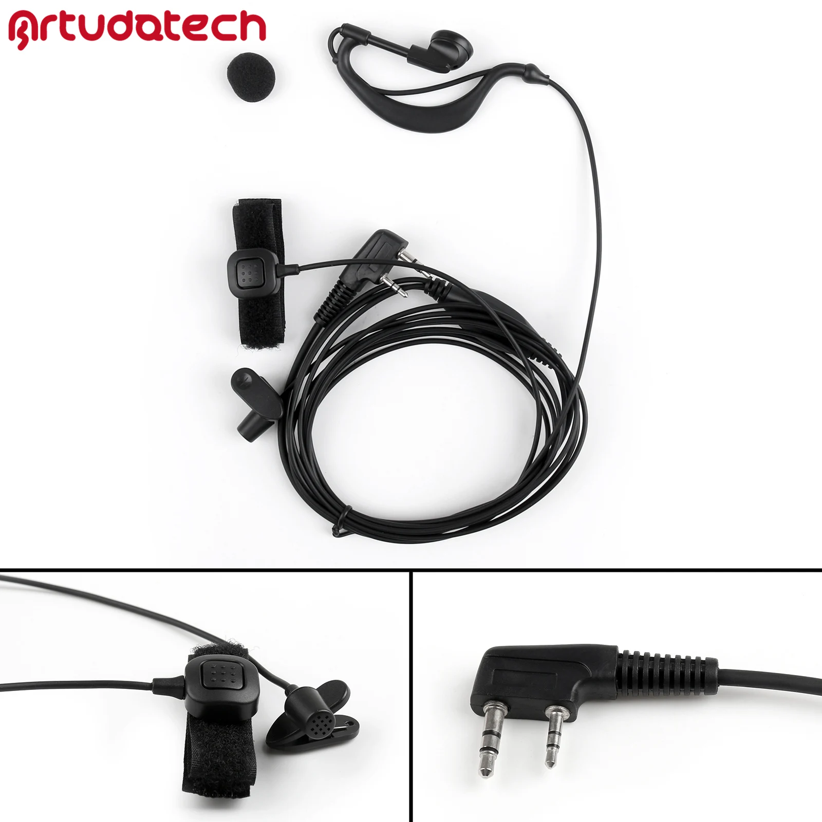 Artudatech 1 шт. 2Pin g в форме гарнитура PTT MIC для Kenwood TK 3107 TK3107 BAOFENG Retevis HYT Radio Eearpiece|Запчасти