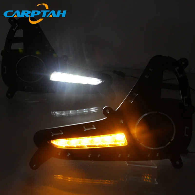 

LED Daytime Running Light For Hyundai Grand I10 2017 2018 Waterproof 12V Yellow Turn Signal Indicator Light Bumper Lamp LED DRL