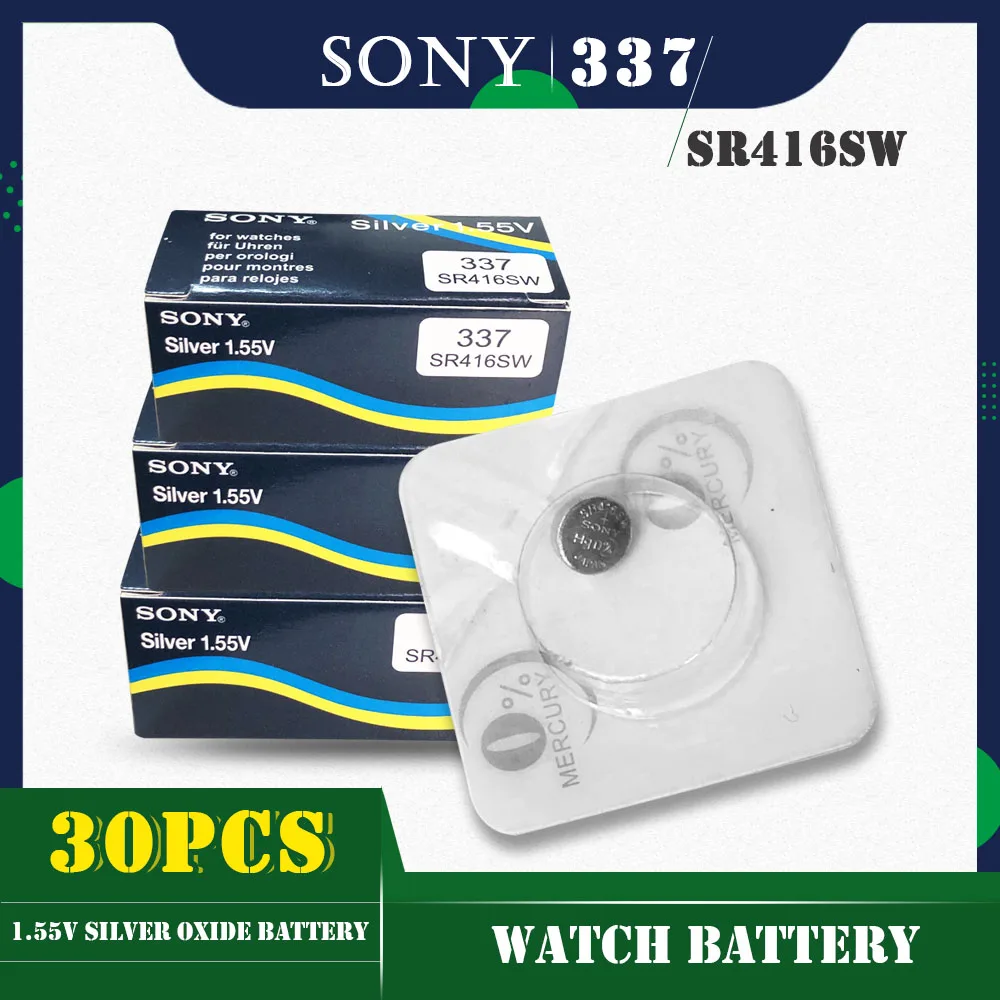 30 шт./лот для SONY оригинальные 337 SR416SW 1 55 в кнопочные батареи из оксида серебра LR416