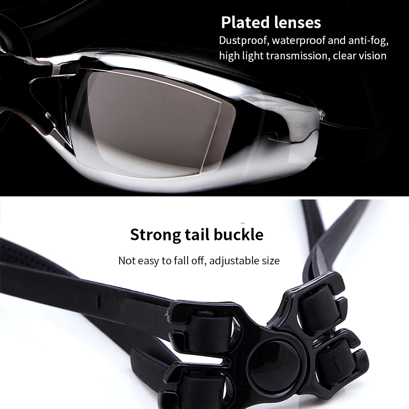 

Large Frame Electroplating Adjustable Swimming Goggles Swim Diving Water Glasses Waterproof Anti-Fog Eyewear Women Men Universal