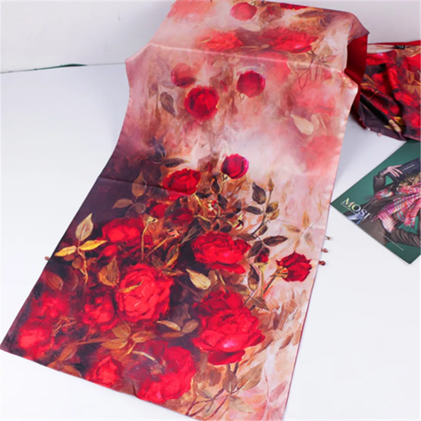 Брендовые женские весенние и осенние двойные шелковые шарфы Cheongsam длинный шарф с