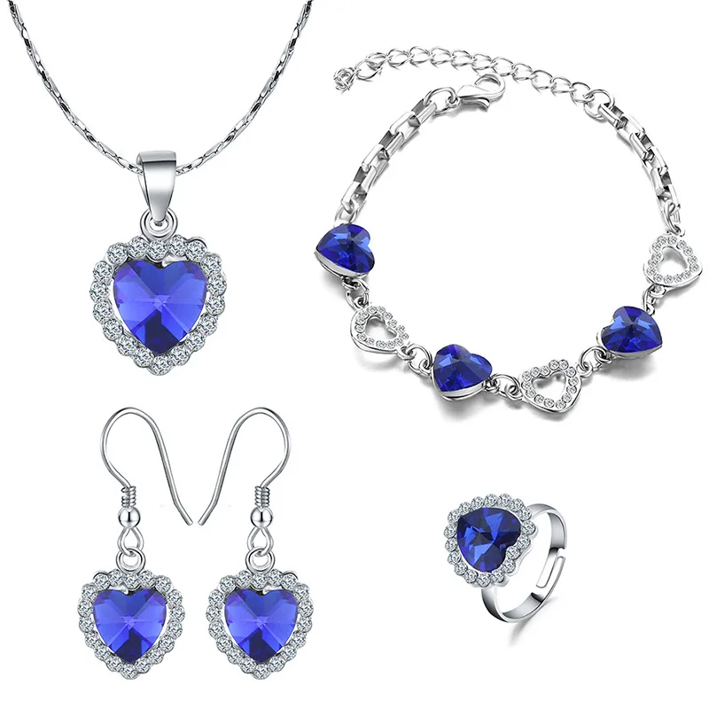 Комплект из колье серёг браслета и кольца с австрийским кристаллом|Ювелирные