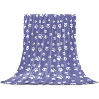 fleece throw blanket full size purple dog cat animal paw pattern lightweight flannel blankets for couch bed living room warm