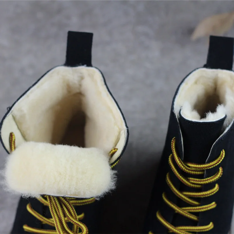 

Careaymade-Vintage Martin Pure handmade boots,women's Cow suede comfortable&versatile short boots,pure wool snow winter boots