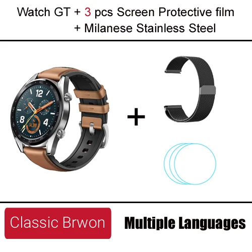 Huawei Watch GT Смарт часы Поддержка gps 14 дней Срок службы батареи 5 атм водонепроницаемый телефонный Звонок трекер сердечного ритма для Android iOS - Цвет: Silver add strap