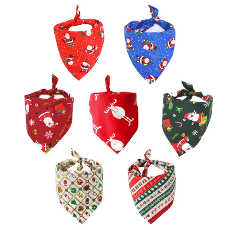 

Pet Neckerchief Cats Dogs Accessories Scarf Waterproof Printing Bandana Bibs Scarf Collar Pet Single Layer Saliva Towel Cotton