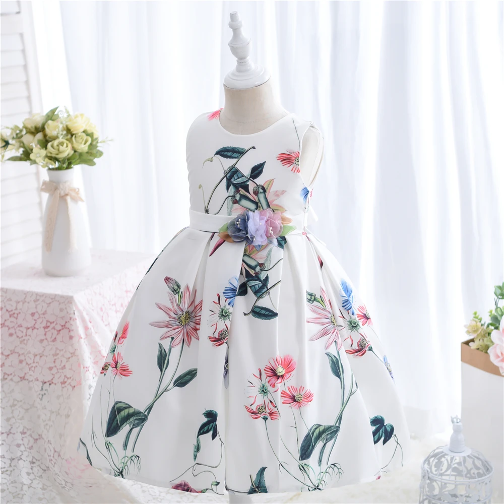 

Hetiso White Print Kids Floral Dress Casual Ball Gowns Children Dresses for Girls Clothes Comfortable Wear 3-9 Years