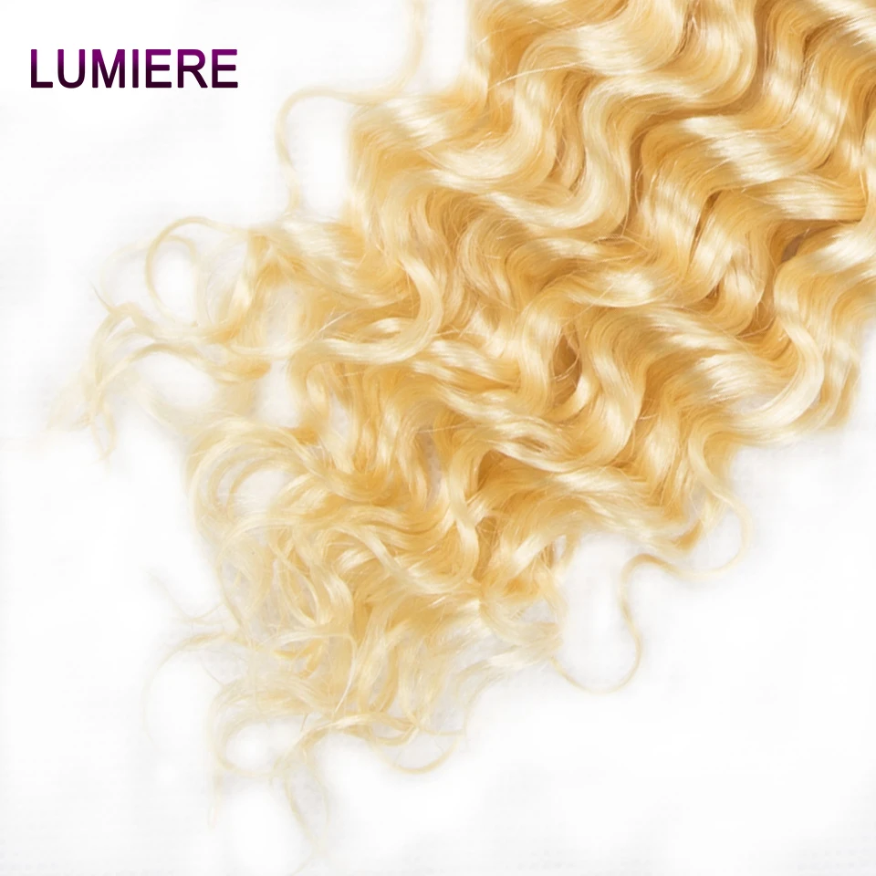 Lumiere 613 блонд пряди глубокая волна человеческие волосы 3 бразильские 4 Remy | Шиньоны